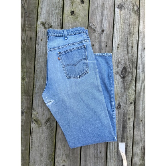 VTG Levi's 505 Jeans Light Wash‎ Faded USA-Made Orange Tab 80s 90s Worn-In Denim - Picture 1 of 10